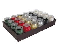 Clairefontaine 613099C - Un Plateau De 24 Rubans Bolducs Pour Emballage Cadeau - Couleur : Noël, Vert, Rouge, Or, Argent, Noir, Blanc - Dimensions : 7mmx10m - Emballage Cadeau, Cadeau Personnalisé