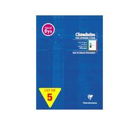 Clairefontaine 6138Cpack Lot de 5 Blocs Bleu K Encollé - A4 21x29,7 cm - 100 Pages détach. Réglure 4 couleurs Spéciale Dys Interligne 3mm - Papier Blanc 90 g - Couverture Carte Pelliculée