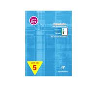 Clairefontaine 6148Cpack Lot de 5 Blocs Bleu C Encollé - A4 21x29,7 cm - 100 Pages détach. Réglure 4 couleurs Spéciale Dys Interligne 3mm - Papier Blanc 90 g - Couverture Carte Pelliculée