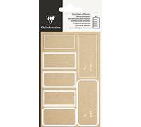 Clairefontaine 617066C - Un Sachet De 28 Étiquettes Cadeaux Adhésives Blanches/Kraft - Dimensions Packaging : 8,5x16cm - Motif : Rectangles Blancs, Aspect Kraft - Étiquettes Pour Cadeaux Adhésives