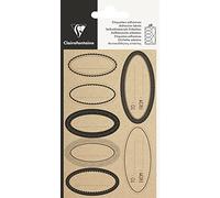 Clairefontaine 617067C - Un Sachet De 28 Étiquettes Cadeaux Adhésives Noires/Kraft - Dimensions Packaging : 8,5x16cm - Motif : Ovales Noirs, Aspect Kraft - Étiquettes Pour Cadeaux Adhésives