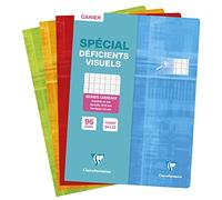 Clairefontaine Cahier agrafé 63396C – Déficients visuels – 24x32 cm, 96 p., grands carreaux 2,5 mm