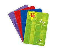 Clairefontaine 63609C Lot de 10 Répertoires Agrafés - 11x17 cm - 96 Pages Petits Carreaux - Papier Blanc 90 g - Couverture Carte Pelliculée - Couleurs Aléatoires