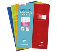 Clairefontaine Cahier agrafé déficients visuels A4 96p grands carreaux 2,5mm Couleur aléatoire