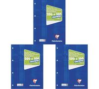 Clairefontaine 65819C Un Bloc de Cours Encollé Perforé Bleu Klein - A4 21x29,7 cm - 300 Pages (200 + 100 gratuites) Grands Carreaux et Perforé 4 Trous - Papier Blanc 90 g - Couverture Carte Pelliculée