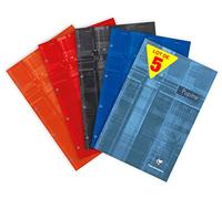 Clairefontaine 66132Cpack Lot de 5 Blocs Pupitre Agrafés en-Tête - A4+ 21x31,8 cm - 160 Pages Détachables Perforées Petits Carreaux - Papier Blanc 90g - Couverture Carte Pelliculée Couleurs Aléatoires