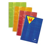 Clairefontaine 68142Cpack Lot de 10 Cahiers à Spirale - A4 21x29,7 cm - 100 Pages Petits Carreaux - Papier Blanc 90 g - Couverture Carte Pelliculée - Couleurs Aléatoires