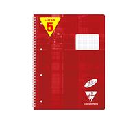 Clairefontaine 68252C - Paquet de 5 cahiers scolaires DIN A4+ 22,5x29,7 cm, 160 pages, 90g, Réglure 28 petits carreaux en continu avec 2 marges, perforé 4 trous, reliure intégrale, rouge, 1 paquet