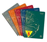Clairefontaine 68466C Lot de 5 Cahiers Agrafés Collection Forever Agrafé 100% Recyclé - A4 21x29,7 cm - 96 Pages Lignées - Papier Recyclé Blanc 90 g - Couverture Carte Recyclée - Couleurs Aléatoires