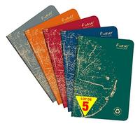 Clairefontaine 68482C Lot de 5 Cahiers Agrafés Collection Forever Agrafé 100% Recyclé - A5 14,8x21cm - 96 Pages Petits Carreaux Papier Recyclé Blanc 90g - Couverture Carte Recyclée Couleurs Aléatoires