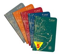 Clairefontaine 68492C Lot de 5 Cahiers Agrafés Collection Forever Agrafé 100% Recyclé - 9x14 cm - 96 Pages Petits Carreaux - Papier Recyclé Blanc 90 g - Couverture Carte Recyclée - Couleurs Aléatoires