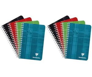 Clairefontaine 68682C Un Carnet à Spirale - 11x17 cm - 100 Pages Petits Carreaux - Papier Blanc 90 g - Couverture Carte Pelliculée Couleur Aléatoire (Lot de 2)