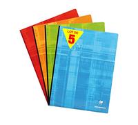 Clairefontaine 69341C - Lot 5 Cahiers Brochure Dos Toilé 24x32cm 192p GC