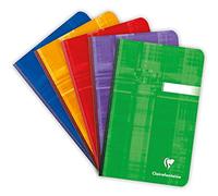 Clairefontaine 69602C Un Carnet Brochure Dos Toilé - 11x17 cm - 192 pages Petits Carreaux - Papier Blanc 90 g - Couverture Carte Pelliculée Couleur Aléatoire