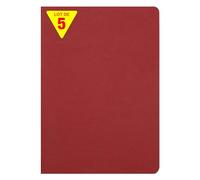 Clairefontaine 733002Cpack Collection Age Bag Un Lot de 5 Cahiers Agrafés Rouges - A4 21x29,7 cm - 96 Pages Unies Blanches - Papier 90 g - Couvertures Carte Lustrée Grain Cuir