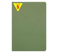 Clairefontaine 733003Cpack Collection Age Bag Un Lot de 5 Cahiers Agrafés Verts - A4 21x29,7 cm - 96 Pages Unies Blanches - Papier 90 g - Couvertures Carte Lustrée Grain Cuir