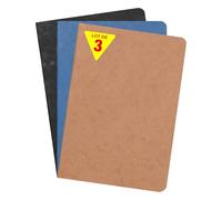 Clairefontaine 73316AMZC Collection Age Bag - Un lot de 3 Carnets Agrafés A5 14,8x21 cm - 96 Pages Lignées 90 g - Couverture Carte Lustrée Grain Cuir - 3 couleurs assorties (Tabac, Noir et Bleu)