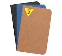 Clairefontaine 73410AMZC Collection Age Bag - Lot de 3 Carnets Agrafés - 9x14 cm - 96 Pages Unies Blanches - Papier 90g - Couverture Carte Lustrée Grain Cuir - Couleurs assorties (Tabac, Noir et Bleu)