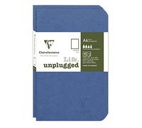 Clairefontaine 734184C Collection Age Bag Lot de 2 Carnets Agrafés Duo Bleu - 9x14 cm - 96 Pages Unies Blanches - Papier 90 g - Couverture Carte Lustrée Grain Cuir