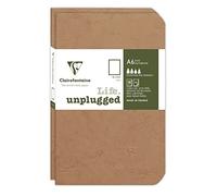 Clairefontaine 734186C Collection Age Bag Lot de 2 Carnets Agrafés Duo Tabac - 9x14 cm - 96 Pages Unies Blanches - Papier 90 g - Couverture Carte Lustrée Grain Cuir