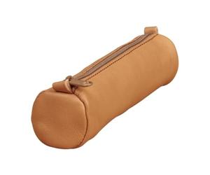 Clairefontaine 77018C - Nomaddict Petite Trousse Ronde Cuir Marron 18,5x4cm