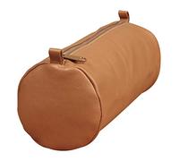 Clairefontaine 77032C Collection Age Bag Une Grande Trousse Ronde en Véritable Cuir d'Agneau Marron - 22 cm x 8 cm de Diamètre