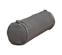 Clairefontaine 77033C Collection Nomaddict (ex Age Bag) Une Trousse Ronde en Véritable Cuir d'Agneau Gris - 21 cm x 6 cm de Diamètre