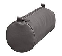 Clairefontaine 77035C Collection Age Bag Une Grande Trousse Ronde en Véritable Cuir d'Agneau Gris - 22 cm x 8 cm de Diamètre