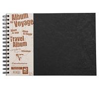 Clairefontaine 781061C Collection Nomaddict (ex Age Bag) Un Album de Voyage à Spirale Noir - A4 paysage - 80 Pages - Papier Blanc 120g Ligné + Papier à Grain Noir 160g - Couverture Lustrée Grain Cuir