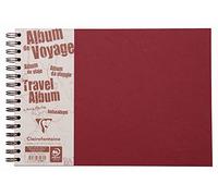 Clairefontaine 781062C Collection Age Bag Un Album de Voyage à Spirale Rouge - A4 paysage 29,7x21cm - 80 Pages - Papier Blanc 120 g Ligné + Papier à Grain Noir 160 g - Couverture Lustrée Grain Cuir