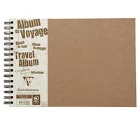 Clairefontaine 78106C Collection Age Bag Un Album de Voyage à Spirale Tabac - A4 paysage 29,7x21 cm - 80 Pages - Papier Blanc 120 g Ligné + Papier à Grain Noir 160 g - Couverture Lustrée Grain Cuir