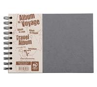 Clairefontaine 781165C Collection Age Bag Un Album de Voyage à Spirale Gris - A5 paysage 21x14,8 cm - 80 Pages - Papier Blanc 120 g Ligné + Papier à Grain Noir 160 g - Couverture Lustrée Grain Cuir