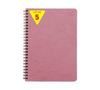 Clairefontaine 785366Cpack Collection Nomaddict (ex Age Bag) Lot de 5 Cahiers à Spirale Rose Antique - A5 14,8x21 cm - 100 Pages Lignées - Papier Blanc 90 g - Couverture Carte Lustrée Grain Cuir