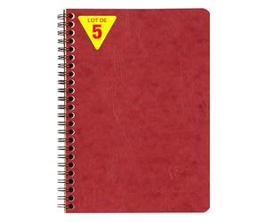 Clairefontaine 785662Cpack Un Lot de 5 Carnets à Pochettes Rouges Nomaddict (ex Age Bag) - A5 - 120 Pages Détachables Lignées + 3 Intercalaires avec Poches de Rangement - Couvertures Carte Grain Cuir