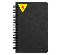 Clairefontaine 786161Cpack Un Lot de 5 Carnets à Pochettes Noirs Age Bag - 11x17 cm - 120 Pages Détachables Lignées + 3 Intercalaires avec Poches de Rangement - Couvertures Carte Grain Cuir