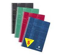 Clairefontaine 8172Cpack Un Lot de 5 Cahiers à Spirale - A4 21x29,7 cm - 224 Pages Petits Carreaux - Papier Blanc 90 g - Couvertures Carte Pelliculée Couleurs Assorties Aléatoires