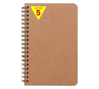 Clairefontaine 78616Cpack Un Lot de 5 Carnets à Pochettes Tabacs Age Bag - 11x17 cm - 120 Pages Détachables Lignées + 3 Intercalaires avec Poches de Rangement - Couvertures Carte Grain Cuir
