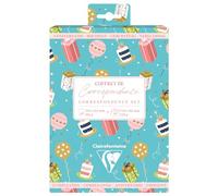 Clairefontaine 81002C Set de 8 Cartes et Enveloppes Thème Anniversaire décors Cadeaux, Bougies, Gâteau - 8 Cartes Doubles 11x15,5cm 185 g/m² - 8 enveloppes Pollen C6 (11,4x16,2 cm) 120g m/² vertes