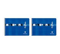 Clairefontaine 8104C Un Cahier de Musique à Spirale Bleu Klein - A4 21x29,7 cm - 50 Pages 8 Portées - Papier Blanc 90 g - Couverture Carte Pelliculée, Unité (Lot de 2)