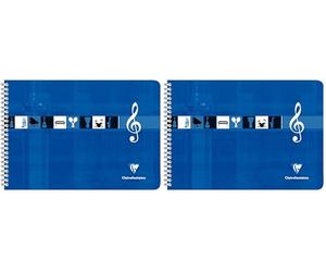 Clairefontaine 8104C Un Cahier de Musique à Spirale Bleu Klein - A4 21x29,7 cm - 50 Pages 8 Portées - Papier Blanc 90 g - Couverture Carte Pelliculée, Unité (Lot de 2)