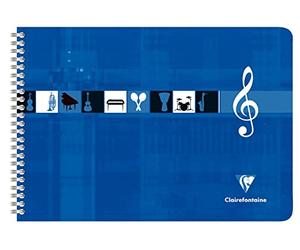 Clairefontaine 8104C Un Cahier de Musique à Spirale Bleu Klein - A4 21x29,7 cm - 50 Pages 8 Portées - Papier Blanc 90 g - Couverture Carte Pelliculée