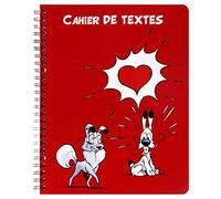 Clairefontaine 812971C - Un Cahier de Textes à Spirale ''Astérix - Idéfix'' 164 Pages 17x22 cm Grands Carreaux, papier 90g, 12 pages de BD incluses, Couverture Solide ''Love''