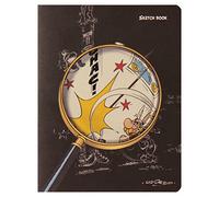 Clairefontaine 813028C - Un Carnet Cousu Sketchbook "Crayonnés sous la loupe d'Astérix" sur fond noir - 16x21 cm - 60 pages de papier dessin Sketch Uni ivoire 90g