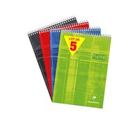 Clairefontaine 8150Cpack Lot de 5 Blocs Pupitre à Spirale en-Tête - A4 21x29,7 cm - 160 Pages Détachables Unies Blanches - Papier Blanc 90 g - Couverture Carte Pelliculée - Couleurs Aléatoires