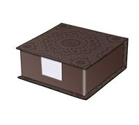 Clairefontaine 82231C - Un Bloc Cube en Carton contenant 320 Feuillets Unis 9,8x9,8 cm papier blanc 90g motifs Fes Marocains embossés sur Simili Cuir couleur Chocolat 11x11x5 cm - Collection Zellige
