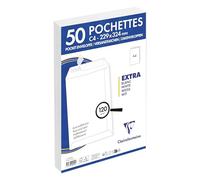 Clairefontaine 825050C - Paquet de 50 Pochettes Blanches C4-229x324 mm - Auto-Adhésives - 120g/m²