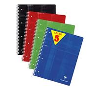 Clairefontaine 8251C - Lot 5 Cahiers Spirale Studium A4+ 160p GC Perforés