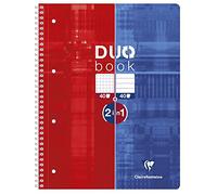 Clairefontaine 82526C Un Duo Book Cahier Réversible à Spirale Perforé - A4+ 22,5x29,7 cm - 160 Pages (80 Pages Petits Carreaux + 80 Pages Lignées) - Papier Blanc 90 g - Couverture Carte Pelliculée
