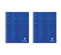 Clairefontaine 8258C Un Cahier à Spirale Perforé Bleu - A4+ 22,5x29,7 cm - 160 Pages Détachables Petits Carreaux - Papier Blanc 90 g - Couverture Carte Pelliculée (Lot de 2)