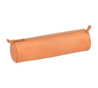 Clairefontaine Trousse scolaire ronde 8298C - Cuir d'agneau véritable Ø5,5×22 cm Naturel